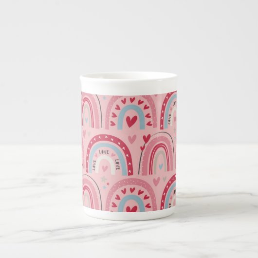 Tasse En Porcelaine Amour Coeur Valentines Jour Arc-en-ciel (Devant)