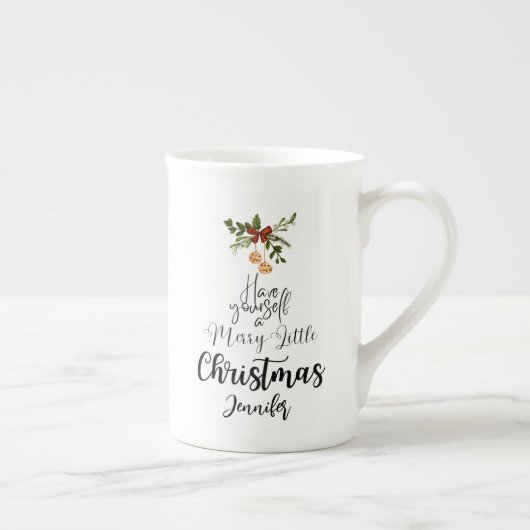 Tasse En Porcelaine Amusez-vous un joyeux petit Noël mignon blanc (Droite)