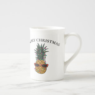 Tasse En Porcelaine Ananas de Noël drôle avec lumières à cordes
