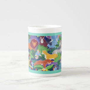 Tasse En Porcelaine Animaux de jungle colorés