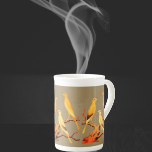 Tasse En Porcelaine Antique Yorkshire  Canaris  - 