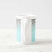 Tasse En Porcelaine Aqua bleu Turquoise Parties scintillant argent Mon (Dos)