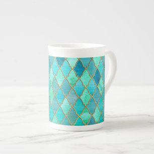Tasse En Porcelaine Aqua Turquoise Mint Gold Oriental Marocain Carrela
