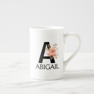 Tasse En Porcelaine Aquarelle Blush Pastel Rose Monogramme avec nom