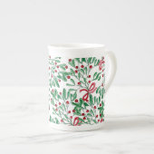 Tasse En Porcelaine Aquarelle de Noël Rustique Mistletoe (Devant droit)