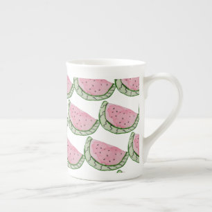 Tasse En Porcelaine Aquarelle Doodles de pastèque peint à motifs