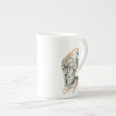 Tasse En Porcelaine Aquarelle douce Chouette Oiseau Art naturel (Devant droit)