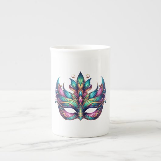 Tasse En Porcelaine aquarelle Mardi Gras masque carnaval (Devant)