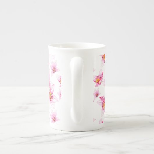 Tasse En Porcelaine Aquarelle Orchidées Design 15 (Dos)