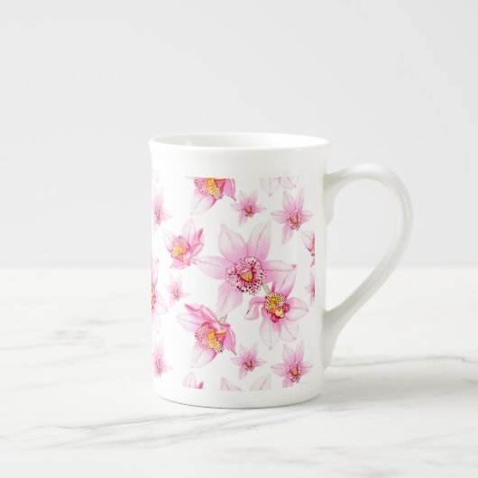 Tasse En Porcelaine Aquarelle Orchidées Design 15 (Droite)
