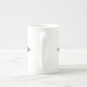 Tasse En Porcelaine Aquarelle Skyline de Chicago en bleu et vert (Dos)