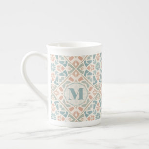 Tasse En Porcelaine Arabesque Terreuse Lettre Personnalisée en Mosaï