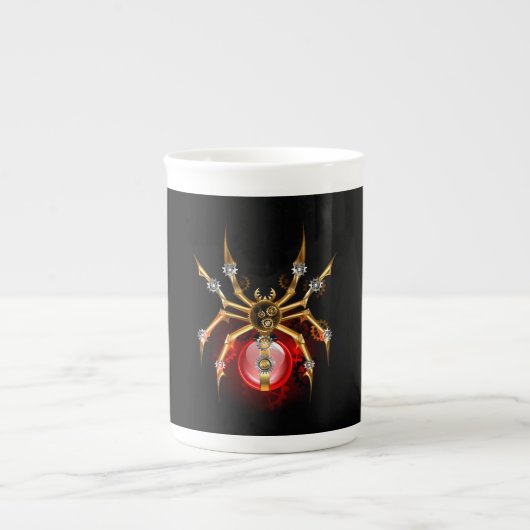 Tasse En Porcelaine Araignée en vapeur noire (Devant)