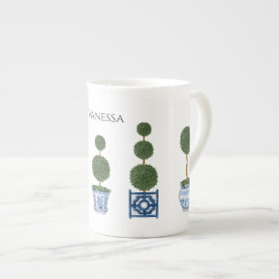 Tasse En Porcelaine Arbre topiaire en céramique de style Chinois Trio 