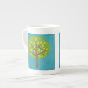 Tasse En Porcelaine Arbre vert avec le feuille jaune de Chariklia