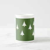 Tasse En Porcelaine Arbres De Vacances Vert Et Blanc (Devant)