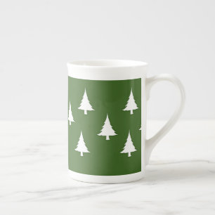 Tasse En Porcelaine Arbres De Vacances Vert Et Blanc