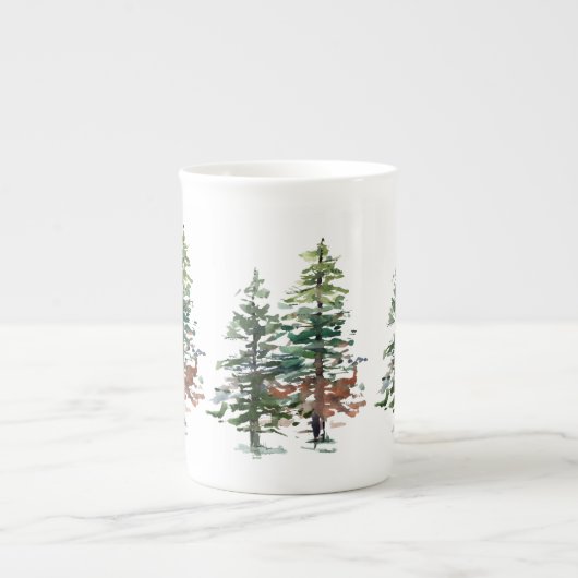 Tasse En Porcelaine Arbres forestiers à feuillage persistant (Devant)
