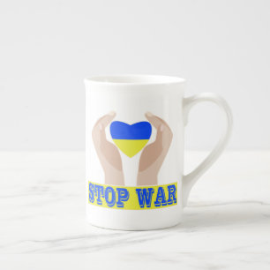 Tasse En Porcelaine Arrêtez la guerre Drapeau ukrainien cœur dans les 