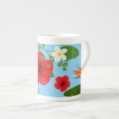 Tasse En Porcelaine Arrière - plan de fleurs tropicales 12 (Devant droit)