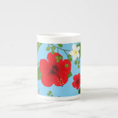 Tasse En Porcelaine Arrière - plan de fleurs tropicales 12 (Devant)
