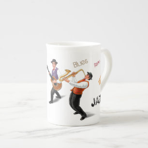 Tasse En Porcelaine ART de cru de bleus de musique de musiciens de
