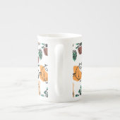 Tasse En Porcelaine Art de trait dessin chats et fleurs (Dos)
