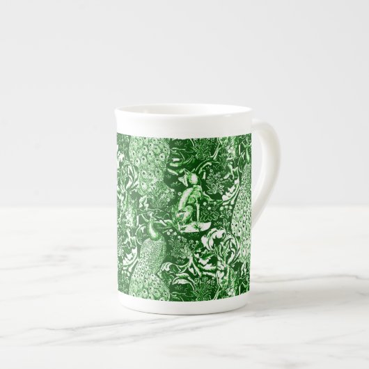 Tasse En Porcelaine Art Nouveau Peacock Imprimer, Vert Forêt (Devant droit)