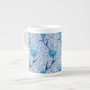 Tasse En Porcelaine Art Nouveau Tulip Damask, Cobalt Blue