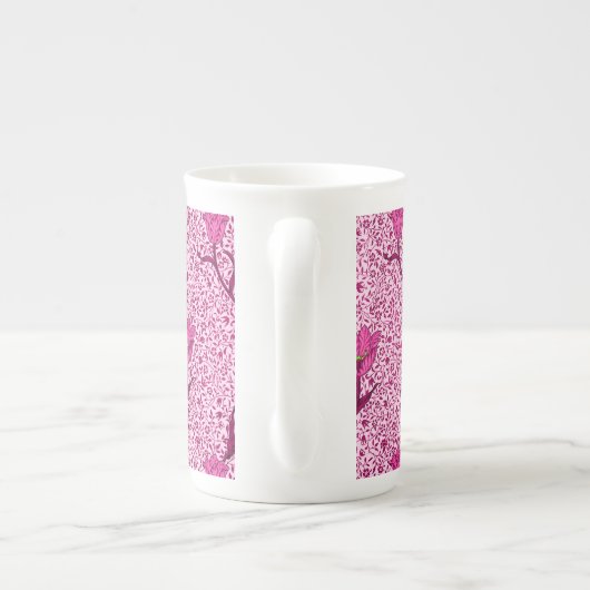 Tasse En Porcelaine Art Nouveau Tulipe Damas, Vin et Fuchsia Rose (Dos)