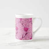Tasse En Porcelaine Art Nouveau Tulipe Damas, Vin et Fuchsia Rose (Droite)