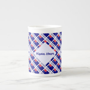 Tasse En Porcelaine Australie Drapeau Australien Carrelé Bleu Personna