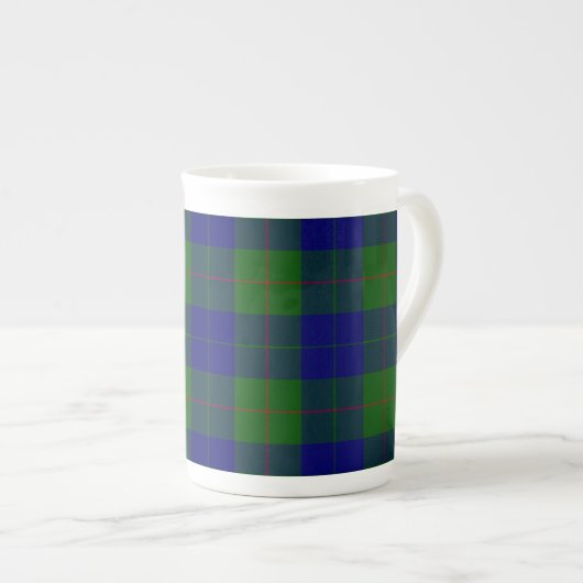 Tasse En Porcelaine Barclay tartan bleu vert plaid (Devant droit)
