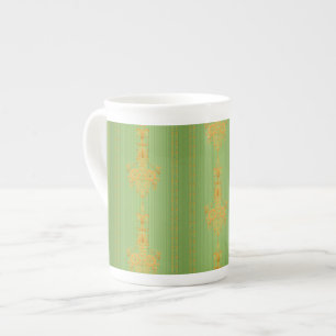 Tasse En Porcelaine Baroque motif floral avec bordure