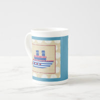 Bateau à vapeur avec hélice et cheminées bleues