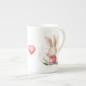 Tasse En Porcelaine Beau lapin et Coeurs (Devant droit)