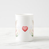 Tasse En Porcelaine Beau lapin et Coeurs (Devant)