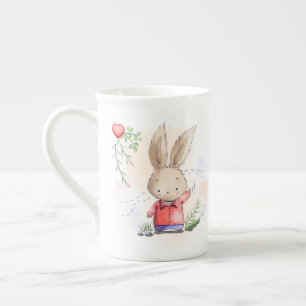 Tasse En Porcelaine Beau lapin et Coeurs