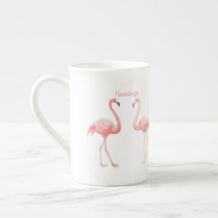 Tasse En Porcelaine Belle Conte Fée Pour Deux Flamants roses Fleur Tr