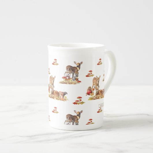 Tasse En Porcelaine Belle Forêt Animale Automne Motif Art (Devant droit)