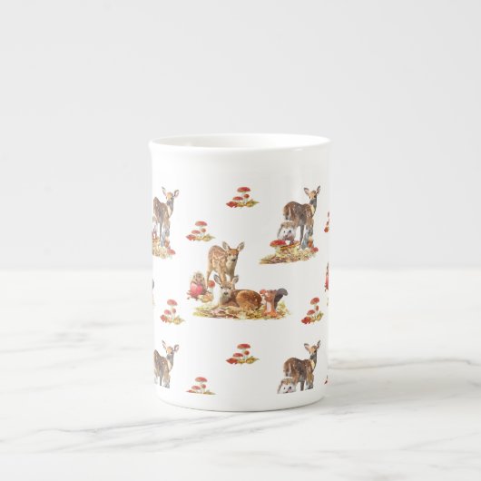 Tasse En Porcelaine Belle Forêt Animale Automne Motif Art (Devant)