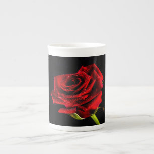 Tasse En Porcelaine Belle rose rouge