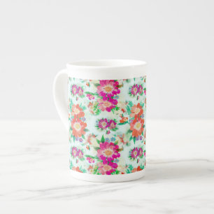 Tasse En Porcelaine Belles fleurs colorées à l'aquarelle