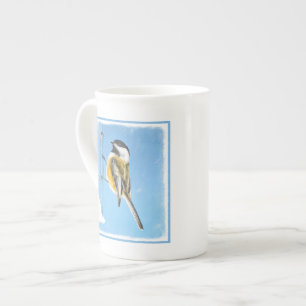 Tasse En Porcelaine Bickadee sur la peinture d'alimentation - Oiseaux
