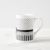 Tasse En Porcelaine Black and White Victorian Stripes with Bow (Droite)