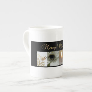 Tasse En Porcelaine Black Collage Christmas, White and Gold
