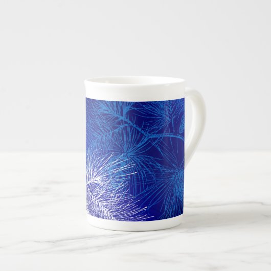 Tasse En Porcelaine Blanc bleu Pine vacances Chine Musique (Devant droit)