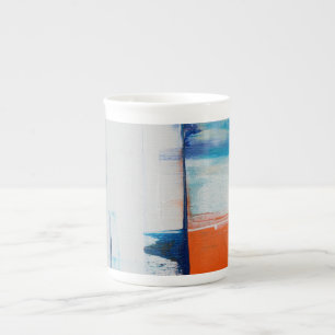 Tasse En Porcelaine Bleu Abstrait et art moderne orange