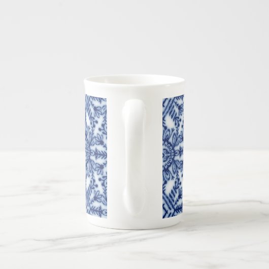 Tasse En Porcelaine Bleu Cobalt Classique Bleu et Motif blanc (Dos)
