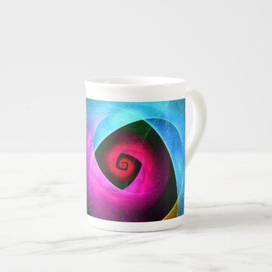 Tasse En Porcelaine Bleu orange rose moderne Art Abstrait Motif #24 (Devant droit)